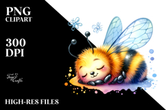 Sleeping Bee On White Background | Clipart Product Image 2
