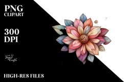 Abstract Pastel Wooden Small Stained Zinnia Clipart Product Image 1