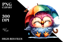 Whimsical Owl Watercolor Art Clipart Product Image 2