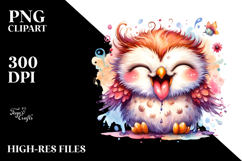 Whimsical Owl Watercolor Art Clipart Product Image 2