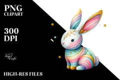 Vibrant Bunny Made of Wood PNG Product Image 2
