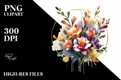 Watercolor Abstract Bouquet Gold Foil Clipart Product Image 3