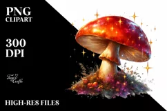 Glossy Mushroom Watercolor Splash PNG Product Image 3