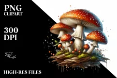 Glossy Mushroom Watercolor Splash PNG Product Image 3