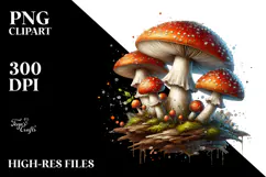 Glossy Mushroom Watercolor Splash PNG Product Image 2