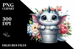 Cute Baby Dragon, Watercolor PNG Product Image 3