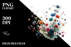 Colorful Abstract Wild Flowers, High-Res PNG Product Image 2