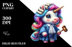 Colorful Baby Unicorn in Judge&#039;s Robe PNG Product Image 3