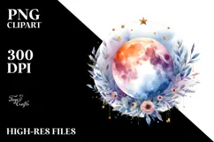 Vibrant Abstract Moon with Foliage Stars Hummingbird | Product Image 2
