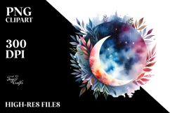 Vibrant Abstract Moon with Foliage Stars Hummingbird | Product Image 2