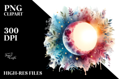 Vibrant Abstract Moon with Foliage Stars Hummingbird | Product Image 2