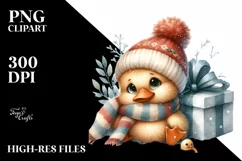 Cute Baby Duck Christmas PNG Product Image 3