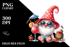 Whimsical Gnome Drinking a Cocktail, PNG Product Image 2