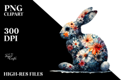 Abstract Flower Bunny Sitting PNG Product Image 2