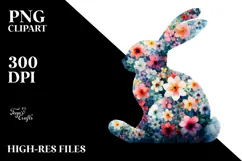 Abstract Bunny of Flower Silhouettes,Transparent PNG Product Image 2