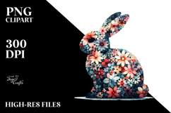 Abstract Bunny of Flower Silhouettes,Transparent PNG Product Image 2