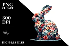 Abstract Bunny of Flower Silhouettes,Transparent PNG Product Image 2