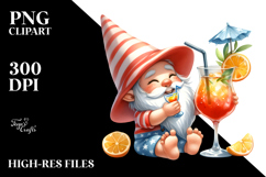 Whimsical Gnome Drinking a Cocktail PNG Product Image 2