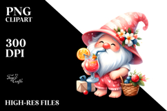 Whimsical Gnome Drinking a Cocktail PNG Product Image 2