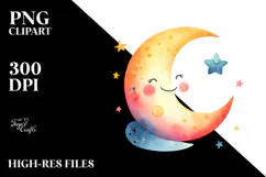 Whimsical Very Simple Colorful Moon PNG Product Image 2