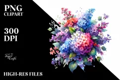 Watercolor Lilac Bouquet | Clipart Product Image 3