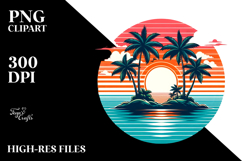 Retro Tropical Island Sunset, 20 oz Tumbler PNG Product Image 2