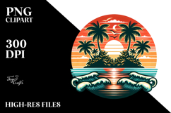 Retro Tropical Island Sunset Tee, PNG Product Image 2