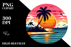 Retro Tropical Island Sunset, 20 oz Tumbler PNG Product Image 2