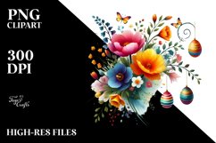 Simple Flower with Easter Eggs PNG Product Image 2