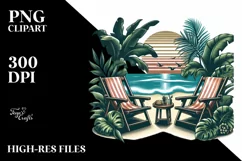 Vintage Tropical Beach Chairs Clipart for Tshirt Vector Product Image 1