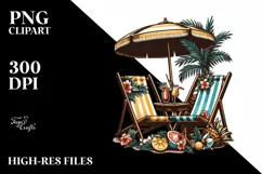 Vintage Tropical Beach Chairs Clipart for Tshirt Vector Product Image 3