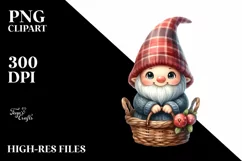 Watercolor Cute Gnome Smiling Clipart Product Image 3