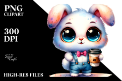 Goofy Baby Bunny with Coffee Cup, PNG Product Image 2