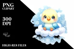 Cute Vibrant Retro Baby Parrot PNG Product Image 1