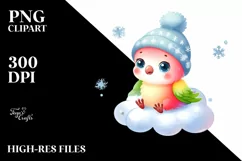 Cute Vibrant Retro Baby Parrot PNG Product Image 3