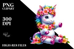 Colorful Baby Unicorn with Lei PNG Product Image 1