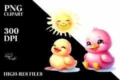 Sitting Smiling Sun Baby Duck PNG Product Image 2