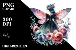 Creative Gothic Fairy on Flower, PNG Product Image 2