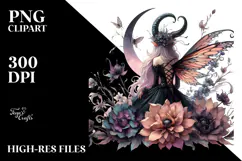 Creative Gothic Fairy on Flower, PNG Product Image 2