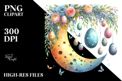 Colorful Half Moon with Eggs Hanging, PNG Product Image 2