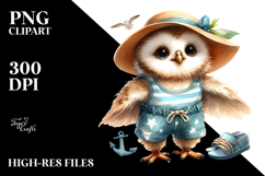 Digital Baby Owl, Wearing Beachwear PNG Product Image 2