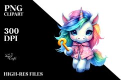 Colorful Baby Unicorn with Clue PNG Product Image 1