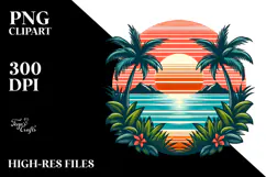 Retro Tropical Island Sunset Clipart Tshirt, 20 oz Tumbler Product Image 2
