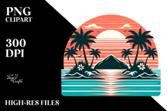 Retro Tropical Island Sunset Tee, PNG Product Image 2