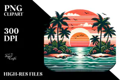 Retro Tropical Island Sunset Clipart Tshirt, 20 oz Tumbler Product Image 2