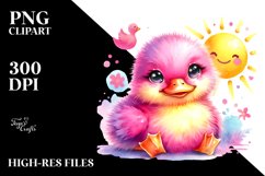 Smiling Baby Duck in Vibrant Watercolor PNG Product Image 2