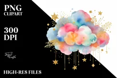 Colorful Watercolor Cloud Small Golden Foil Product Image 3