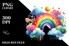 Colorful Rainbow with Clouds PNG Product Image 2