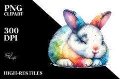 Colorful Watercolor Rabbit Sleeping Product Image 3