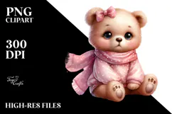 Digital Watercolor Cute Baby Bear PNG Product Image 2